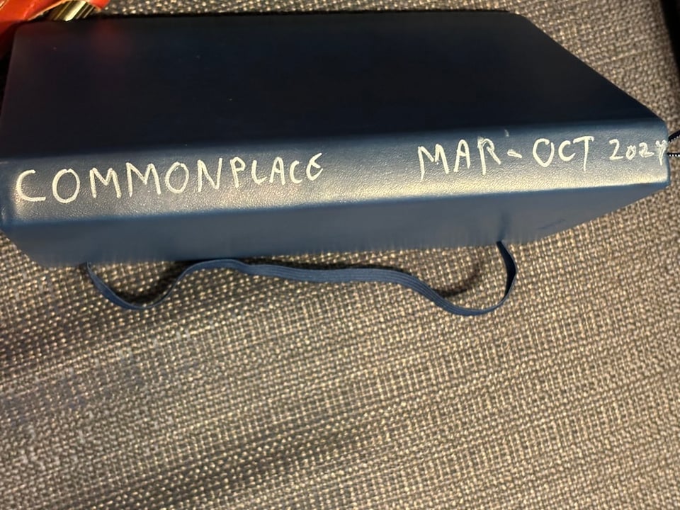 A photograph of my hard bound common place book