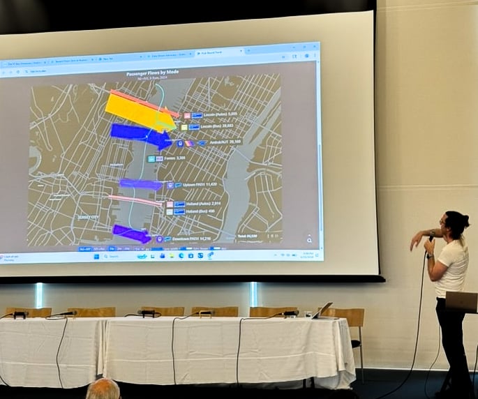 HudCoStreets Trustee Ryan Williams showing different modes of transportation in his presentation “Data-driven Advocacy.”
