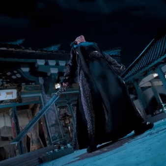 Gif of Nie Mingjue from the C-drama the Untamed having a qi deviation