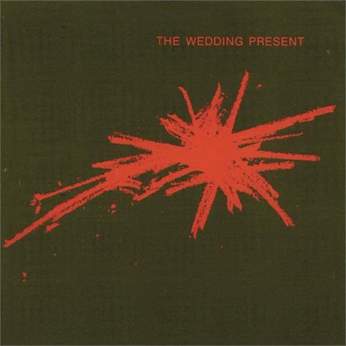 A dark brown-green background. In red, done with a pencil or crayon, is a kind of explosion shape, made out of a series of scribbles.