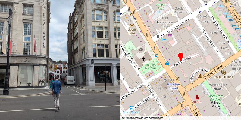 A picture and map of the mews