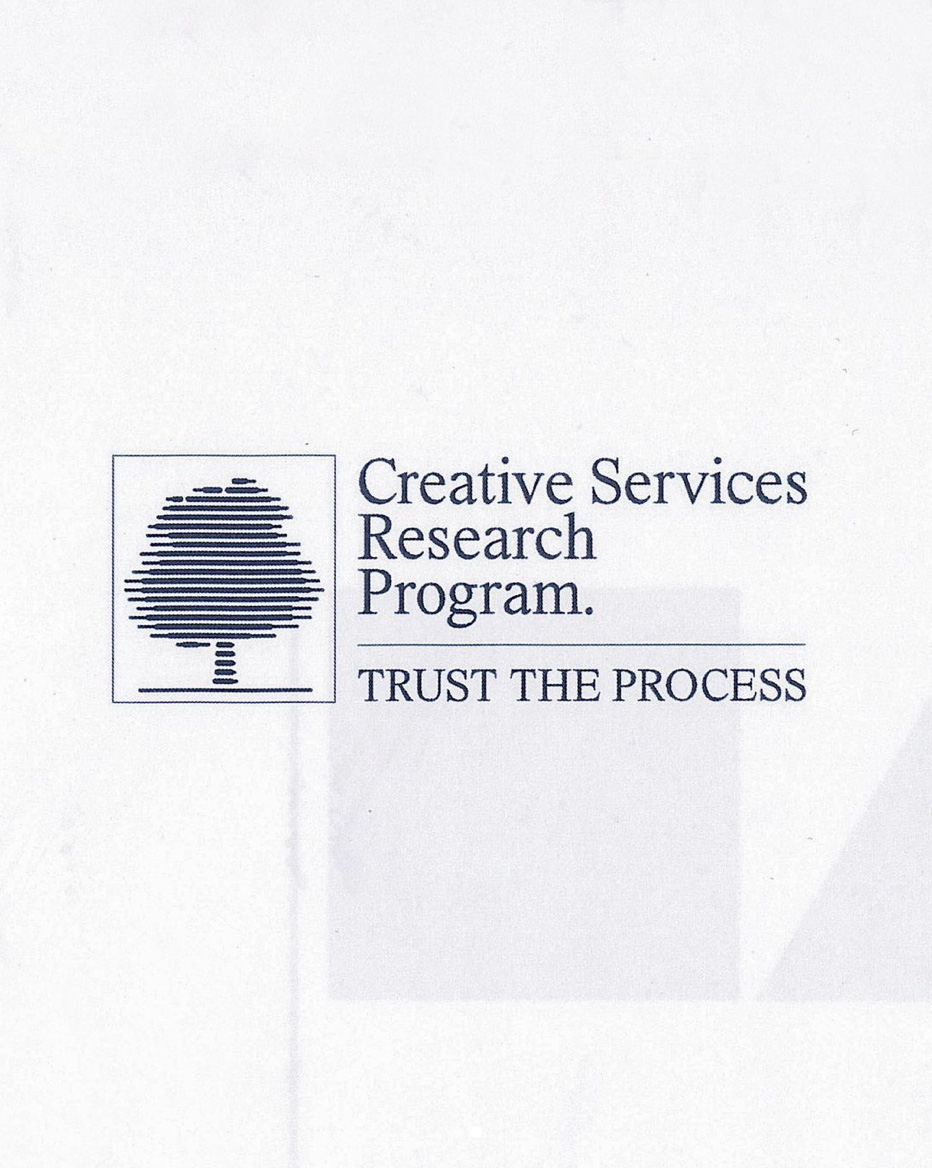 a logo for creative services research program trust the process