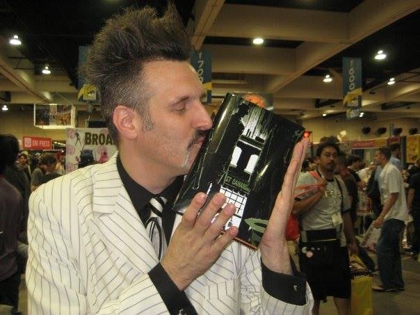 James Sime kissing a copy of Darwyn Cooke's Parker graphic novel, 2009 or 2010?
