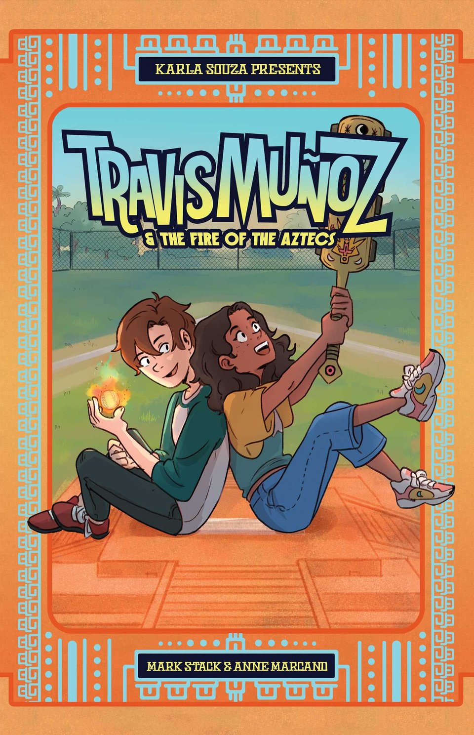 The cover to TRAVIS MUNOZ AND THE FIRE OF THE AZTECS, drawn by Annie Marcano.