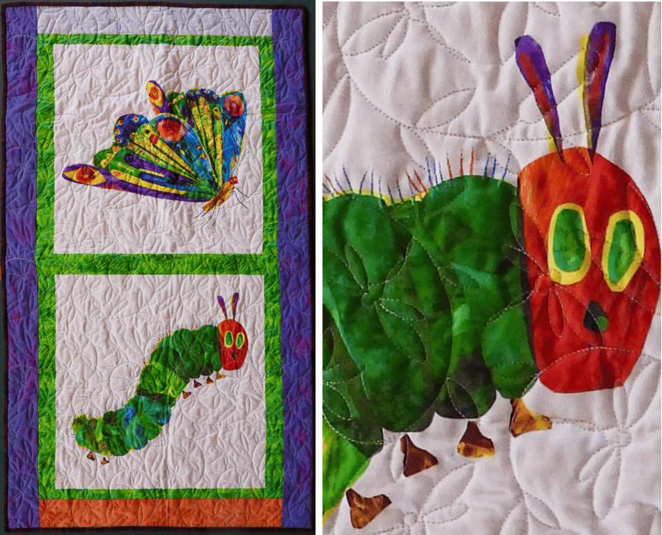Whimsy on the Prairie
Pieced by Clare Larkin, Red Wing, MN
Quilted by Candy Keibel, Goodhue, MN
Pattern: Eric Carle; butterfly pattern for Andover Fabrics; purchased Missouri Star Quilt Co.
