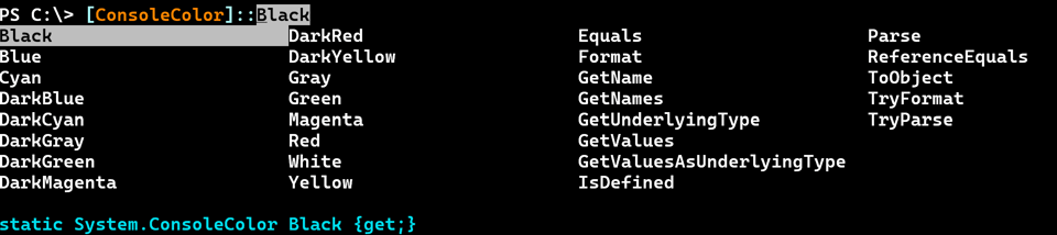 Using PSReadline to list enums