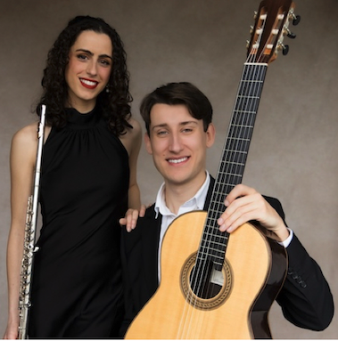 Flautist and guitar players with their instruments