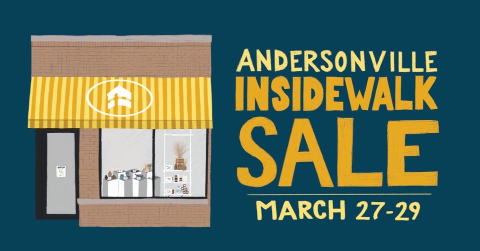 a graphic for the andersonville insidewalk sale, march 27 to 29