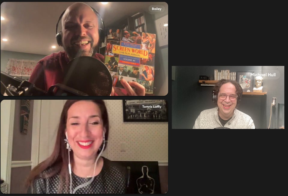 Guest Tomris Laffly with hosts Jason Bailey and Mike Hull.