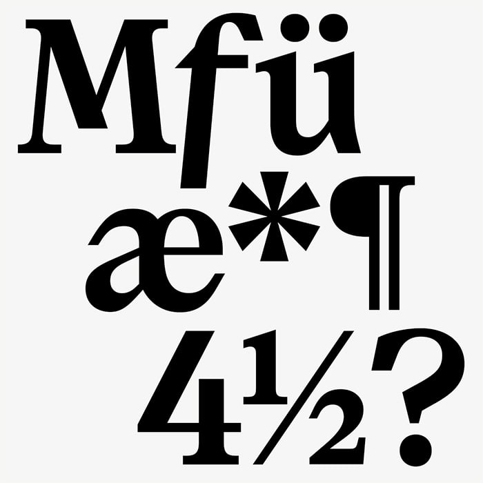 Un esempio di caratteri del Paragraf