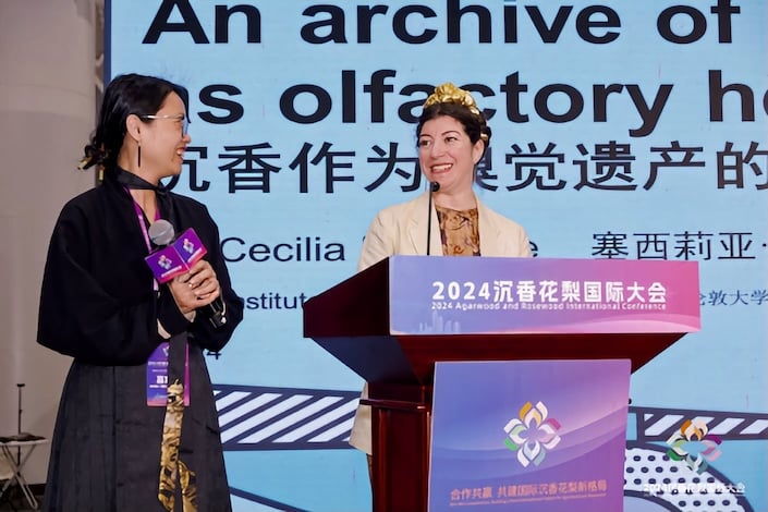Cecilia Bembibre at the Rosewood and Agarwood conference in Huinan, China