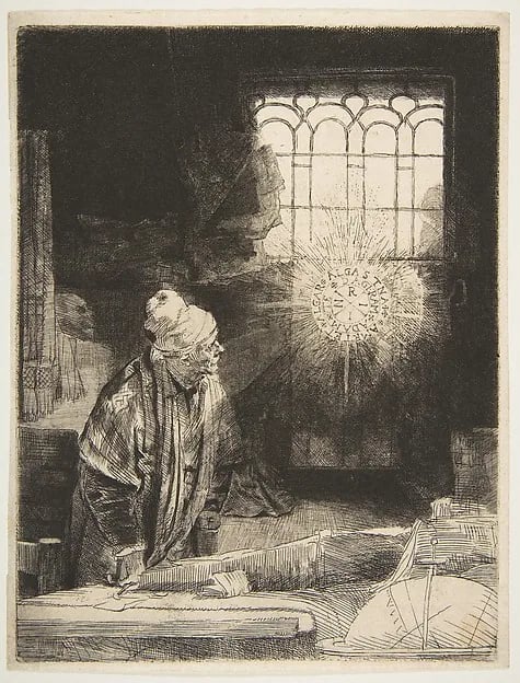 Rembrandt van Rijn, A Scholar in His Study ('Faust'), c. 1652