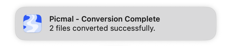 a logo with the words'pial conversion complete 2 converted successfully'