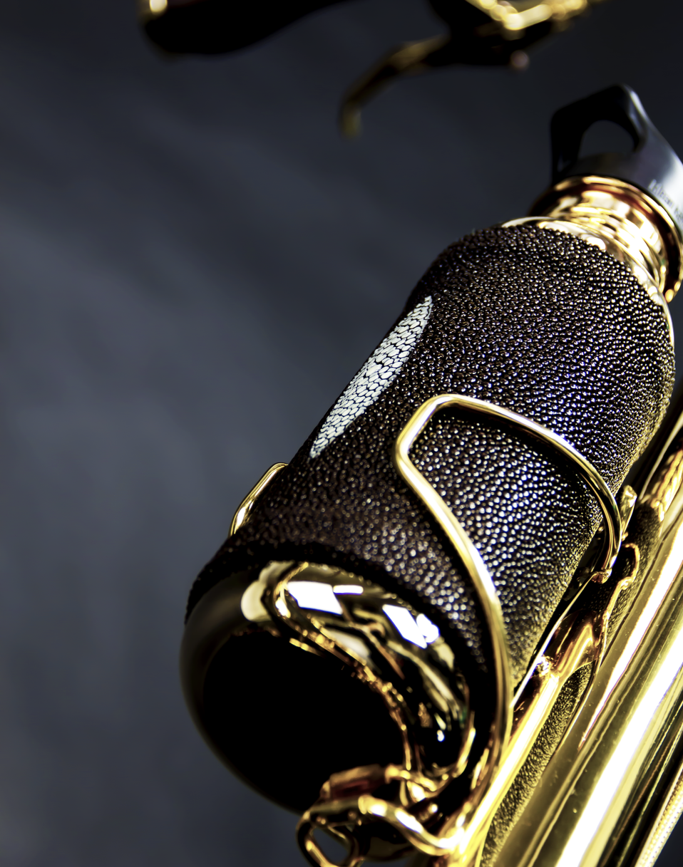 Golden Water Bottle with Stingray Skin