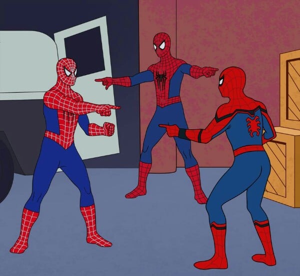 The "Spider-Man pointing" meme (no caption).
