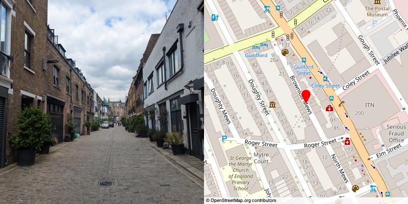 A picture and map of the mews