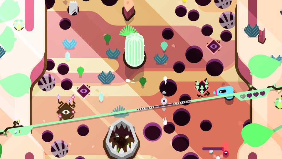 Screenshot of the colorful arcade-like game TumbleSeed.