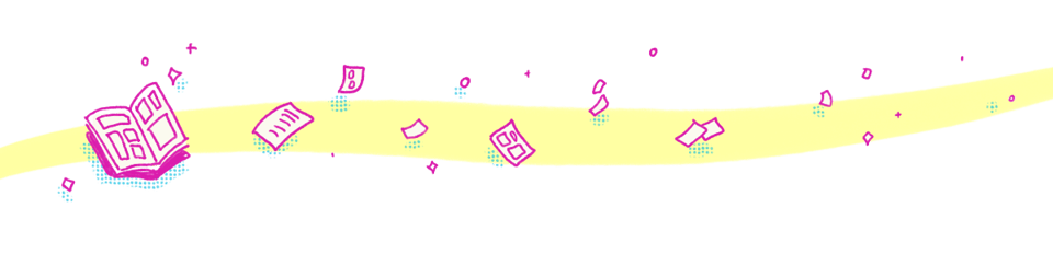 Illustration of a comic book with loose pages floating around.