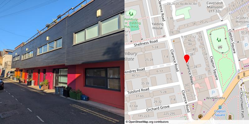 A picture and map of the mews