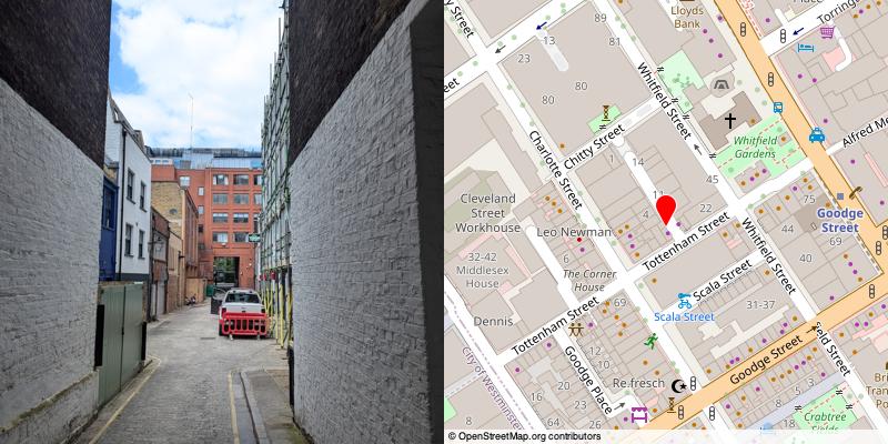 A picture and map of the mews