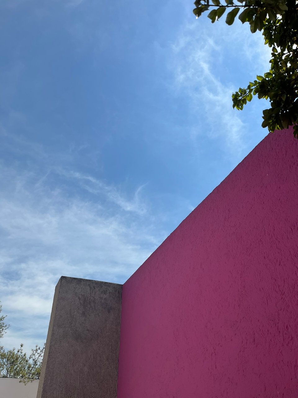Pink wall and blue sky