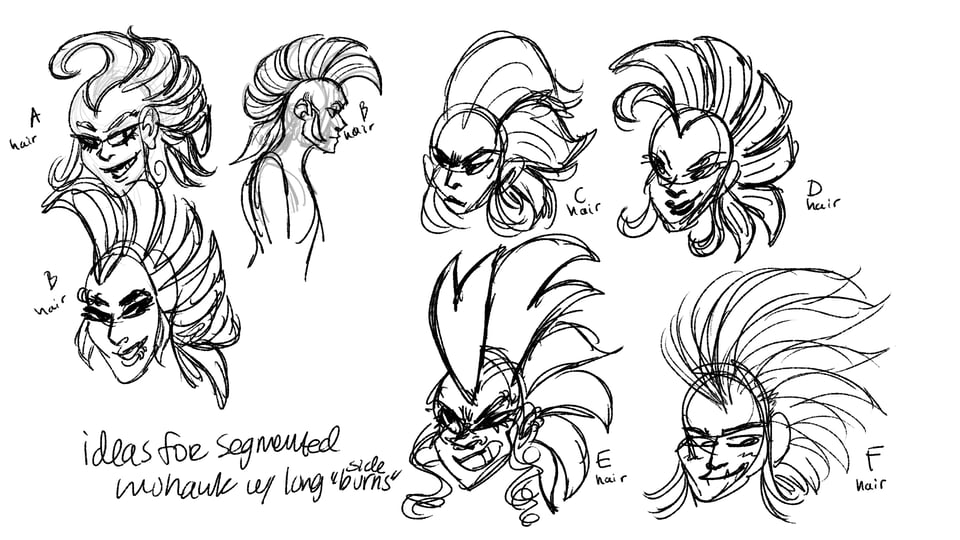 head and hairstyle exploration sketches