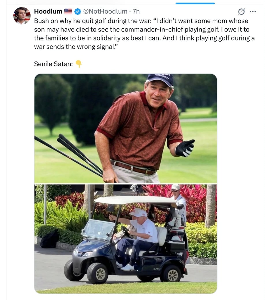 Bush reminds us of a sacred trust between a President and his troops.