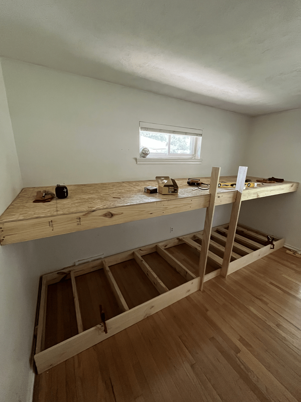 Built-in bunk frame