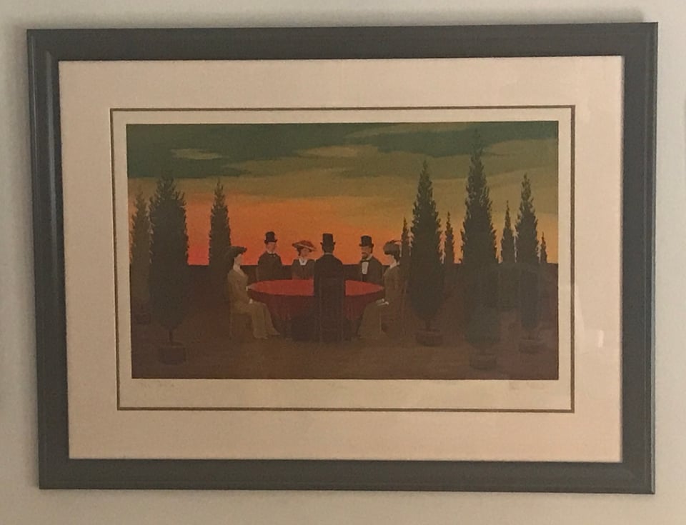 Wide view of the print "The Table" by Philip Curtis