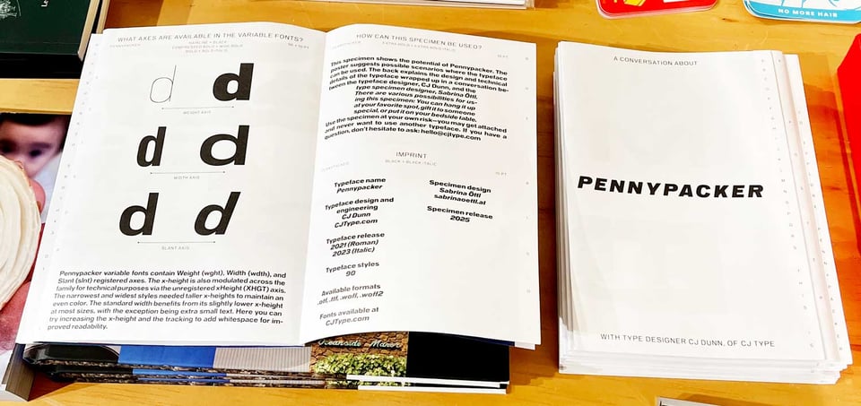 Pennypacker type specimen poster open as a pamphlet