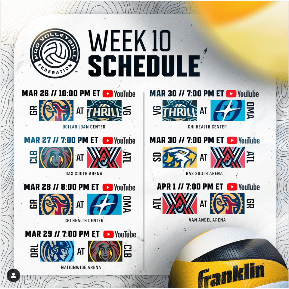 Match schedule for week 10