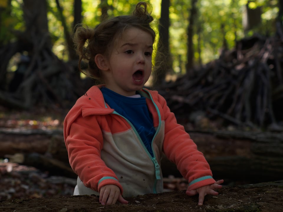 Sona hollering in the woods