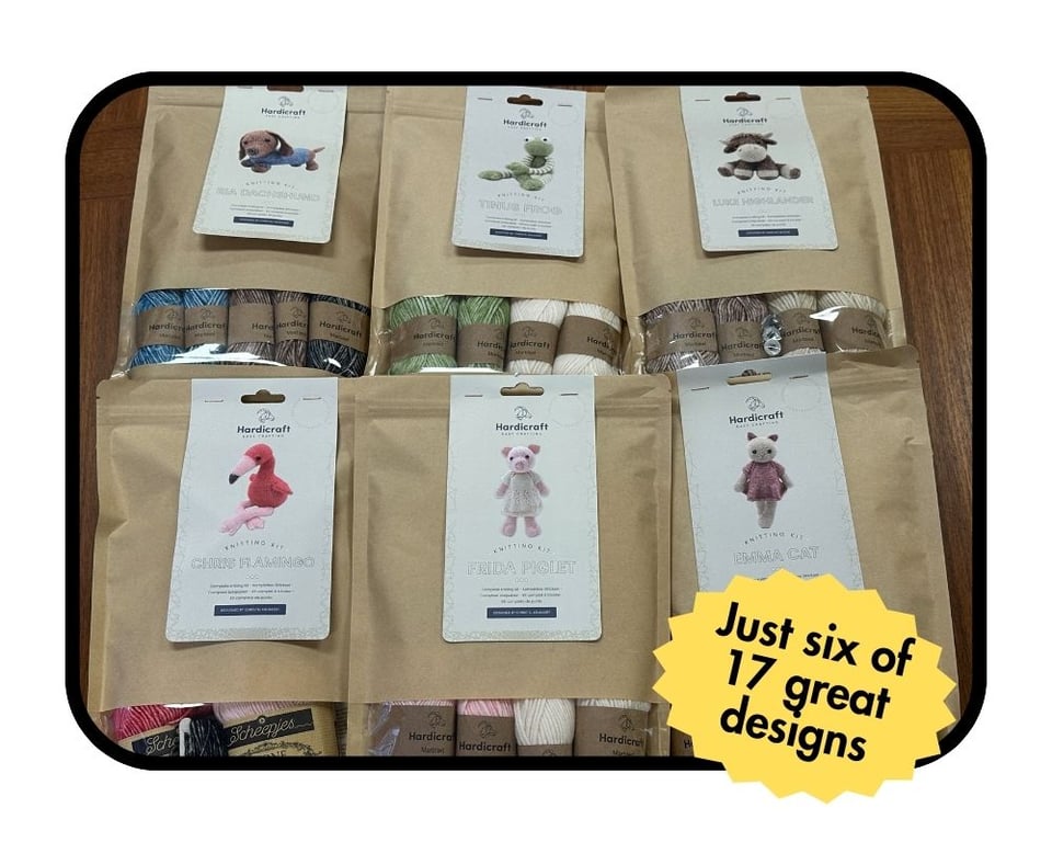 six Hardicraft knitting kits