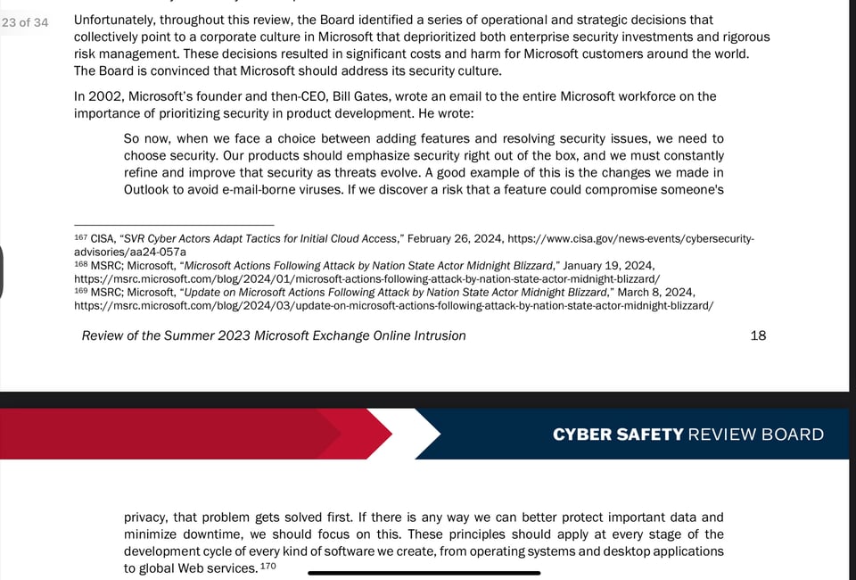 Bill gates quote about between adding features and resolving security issues, we need to choose security