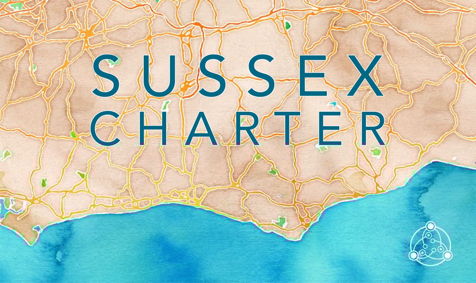 A map of Sussex with Sussex Charter written over the top