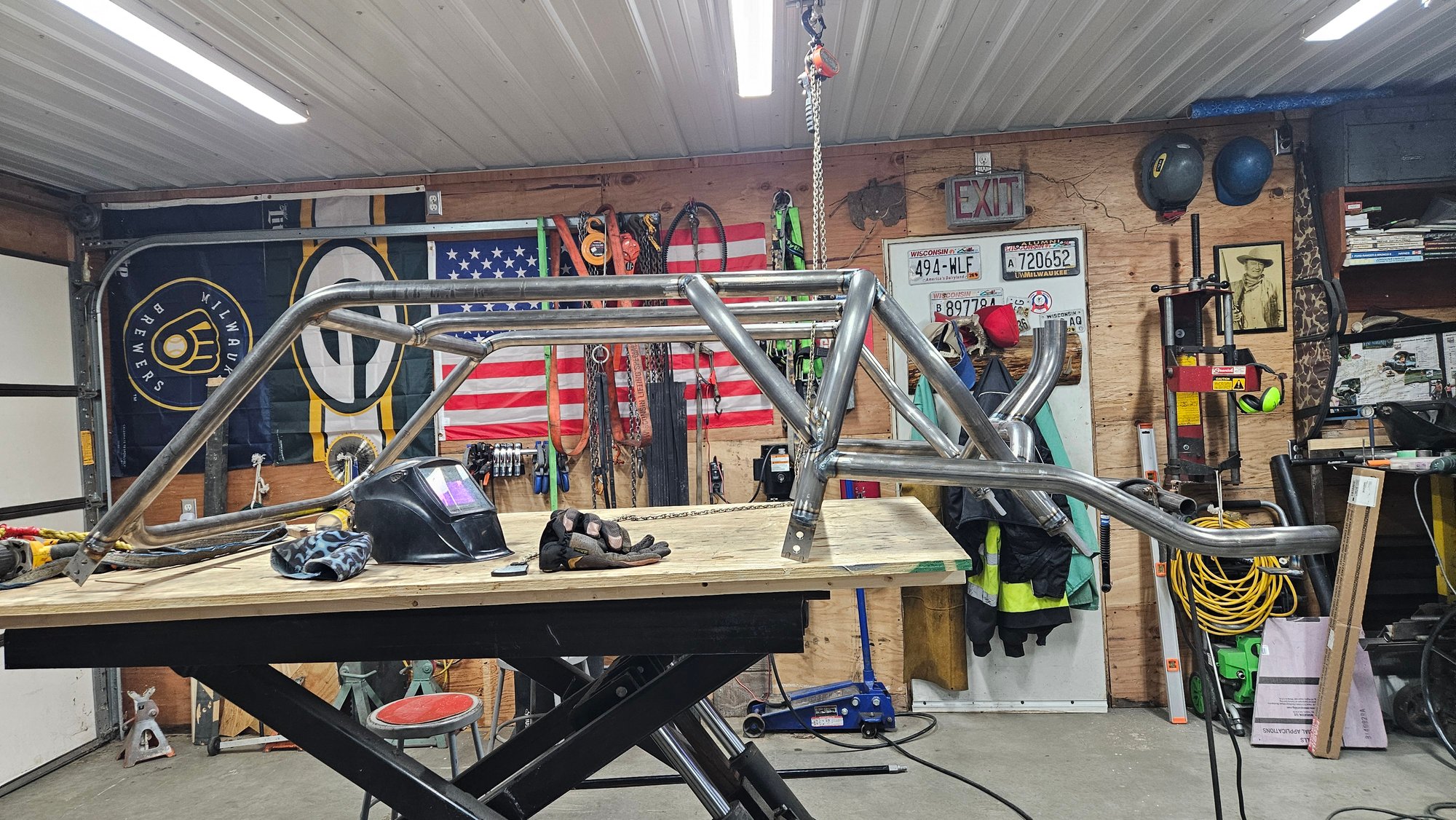 Roll cage being built