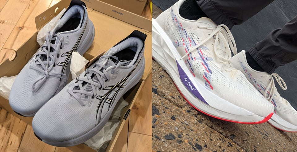 Left: gray Gel-Nimbus 28. Right: white Sonicblast.