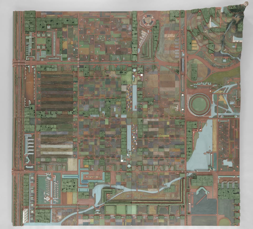 Frank Lloyd Wright, "Broadacre City Project." Model in four sections, 1934-1935.