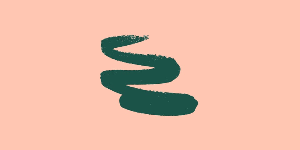 The Way app logo - a green pathway (that looks like a sweep of ink) on a salmon-coloured background.