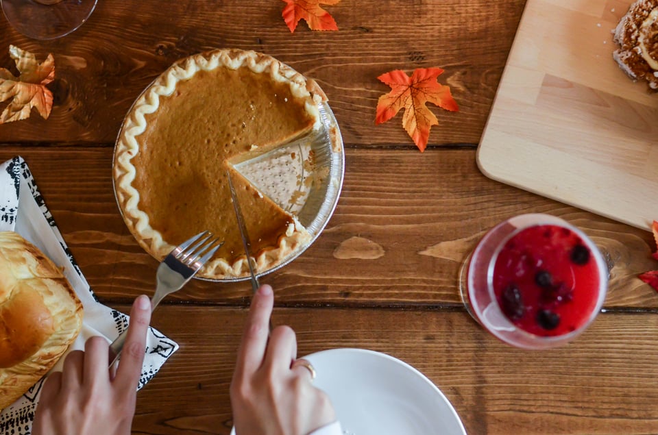 Pumpkin pie on a festive table