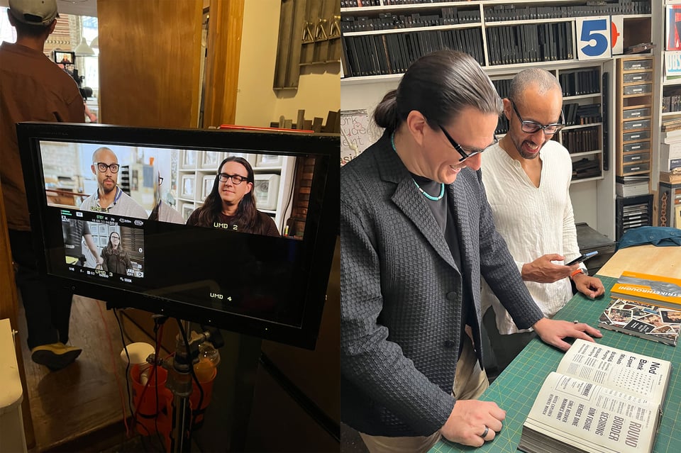 Brian Johnson and Silas Munro on the Polymode video shoot set