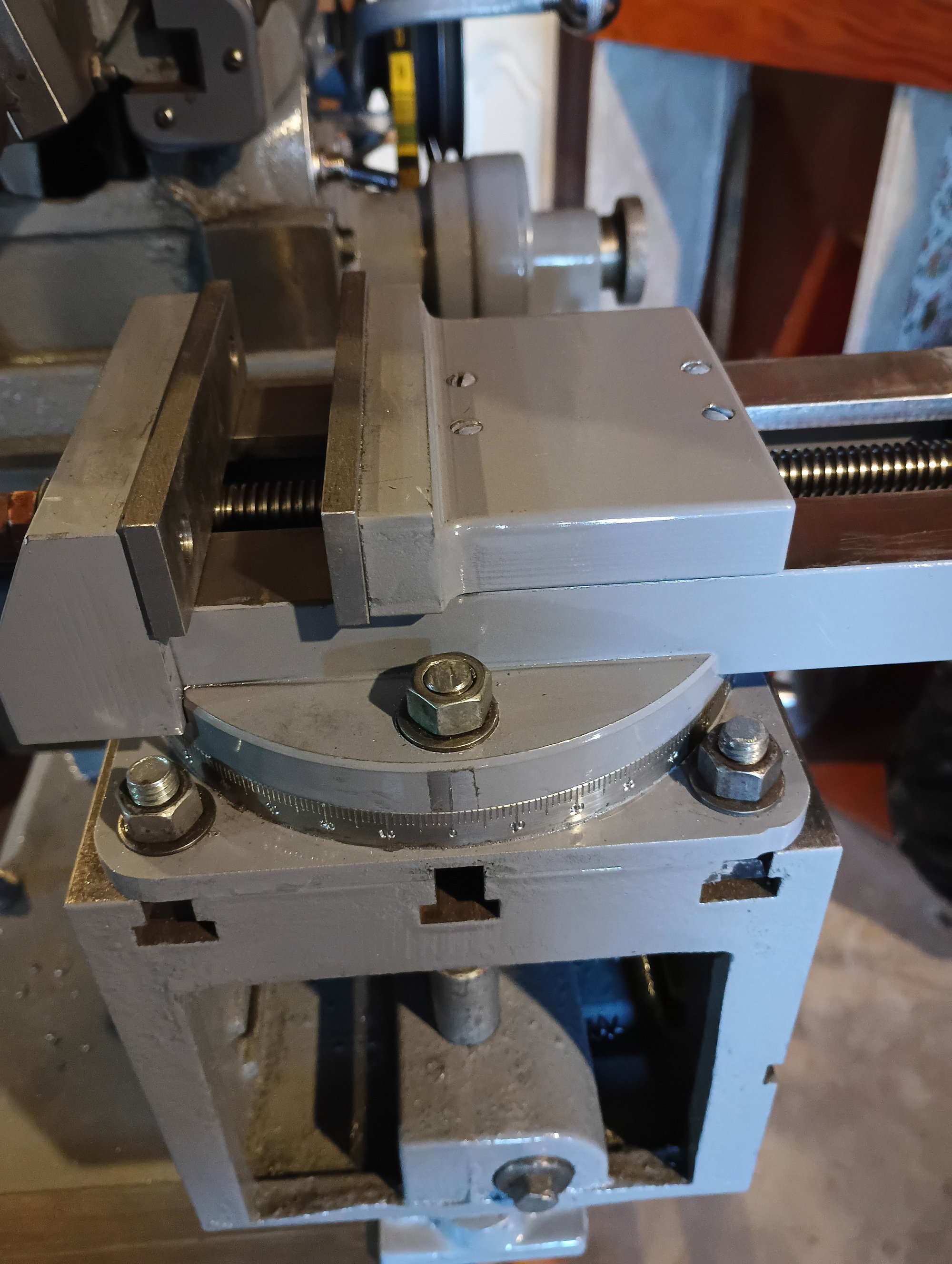 Close-up view of the vise