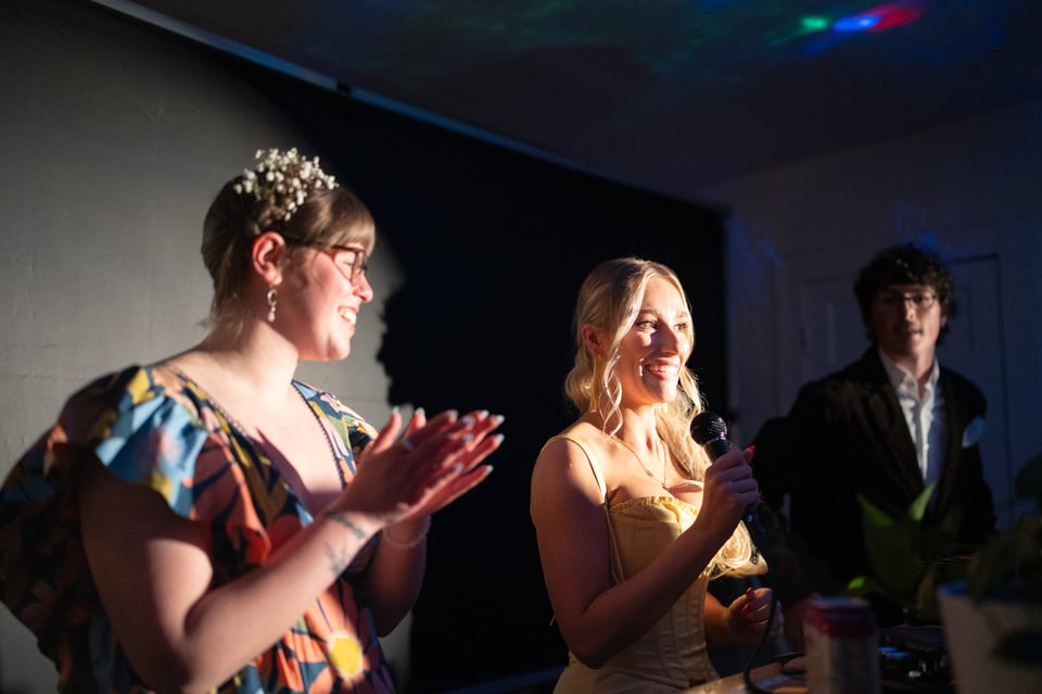 Halie making an announcement.