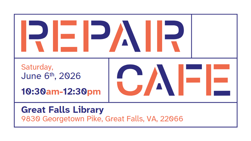 Repair Cafe Sat, Jun 6th @ Great Falls 10:30a-12:30p