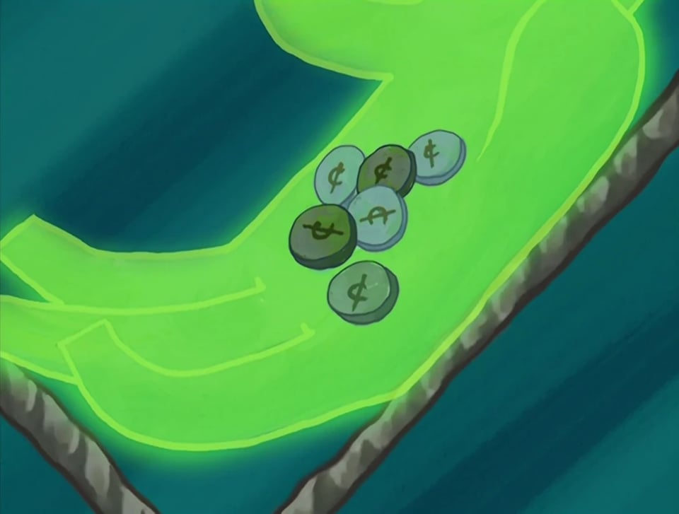 the Flying Dutchman holding the 62 cents from his pocket.