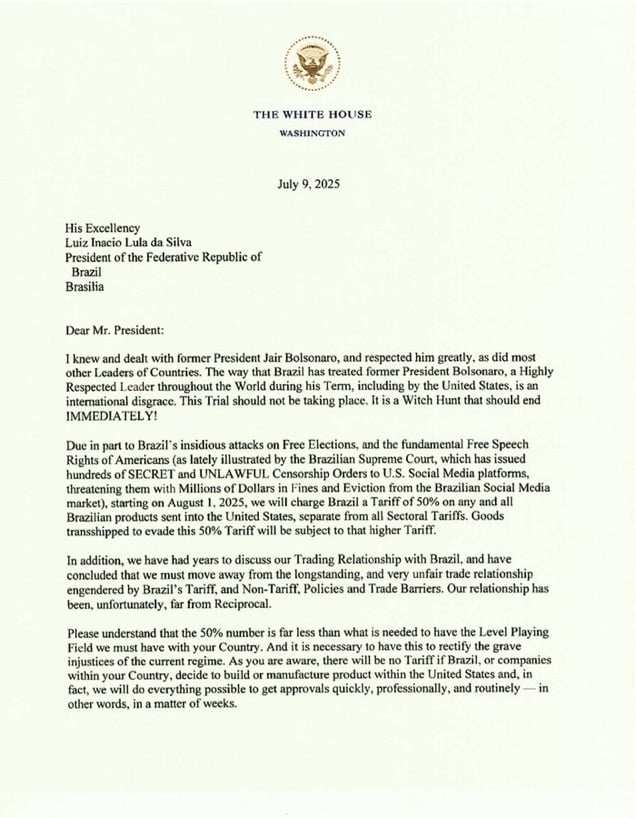Trump's letter to the Federative Republic of Brazil.part one