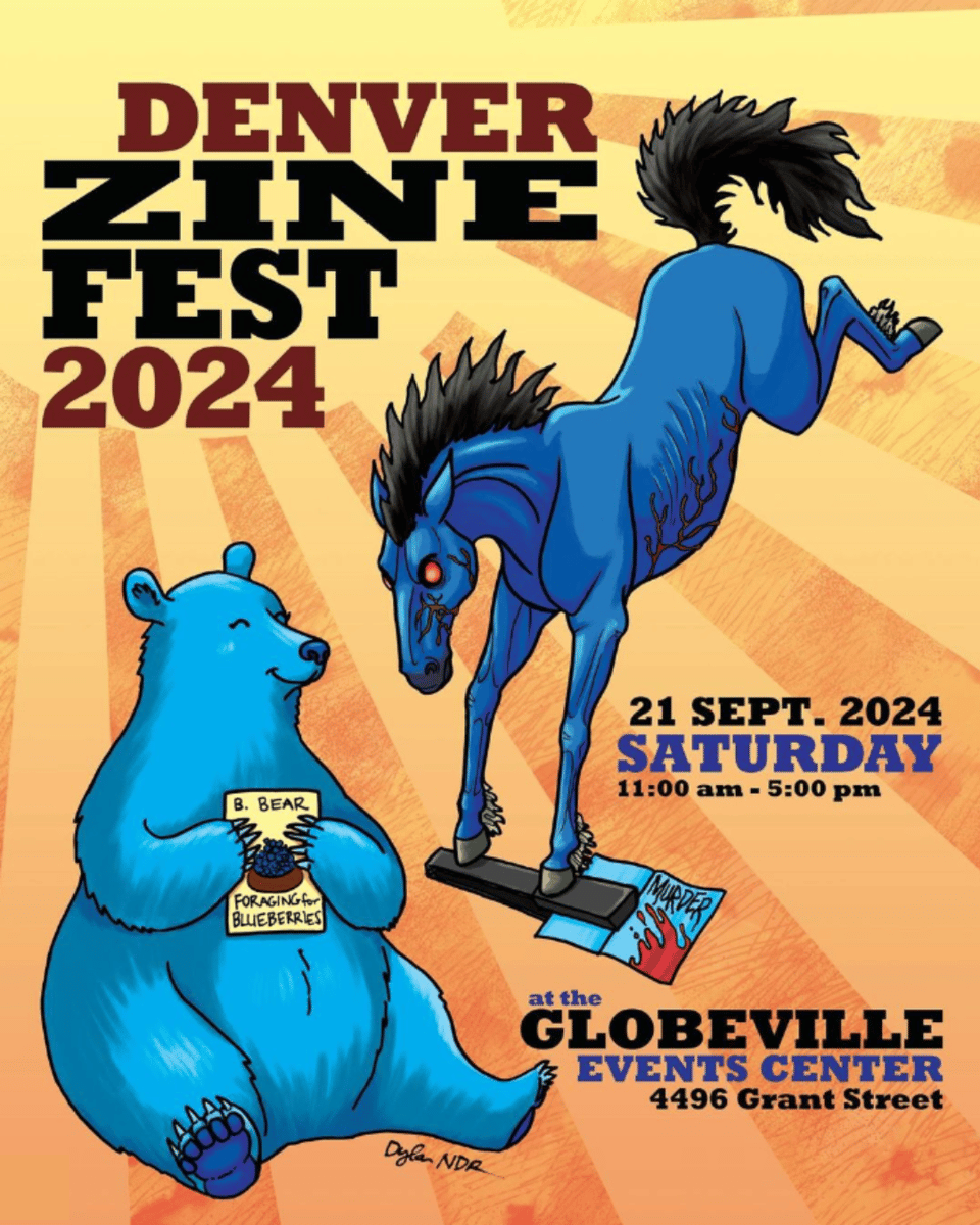 Denver Zine Fest 2024 poster by Dylan Edwards