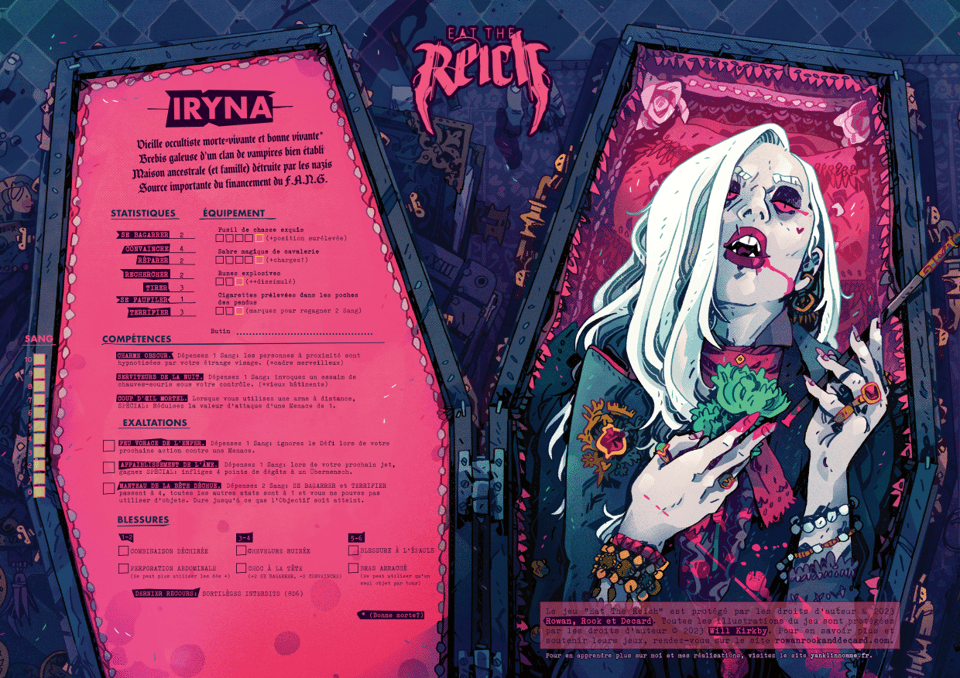 la fiche de personnage de Eat the reich