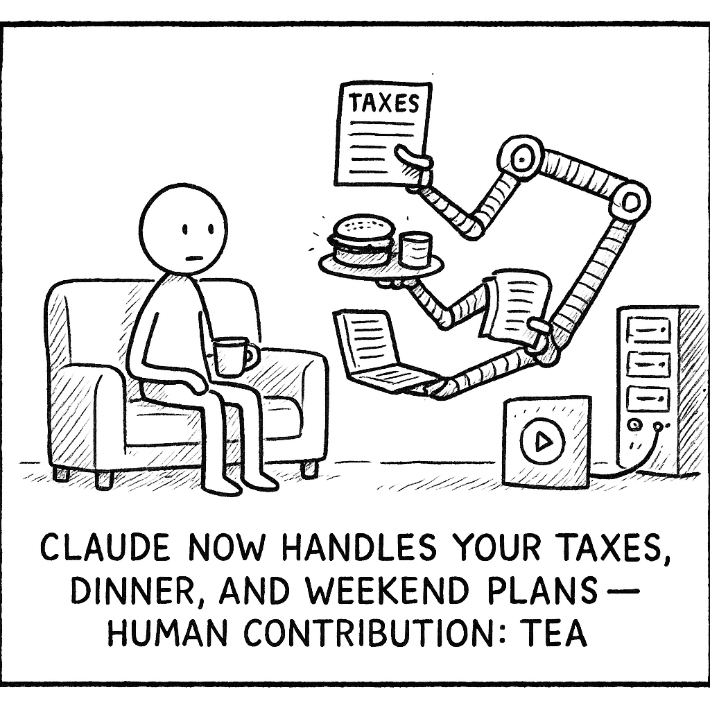 CLAUDE NOW HANDLES YOUR TAXES, DINNER, AND WEEKEND PLANS — HUMAN CONTRIBUTION: TEA