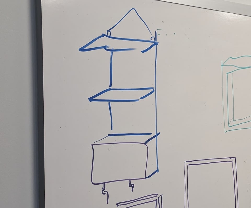 a whiteboard with drawings on it